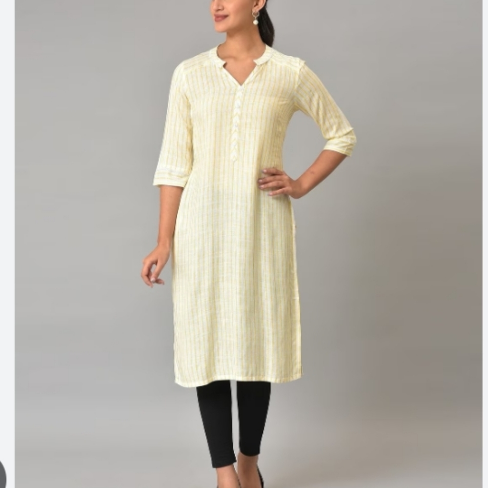 Aurelia Striped Straight Kurta Sz M